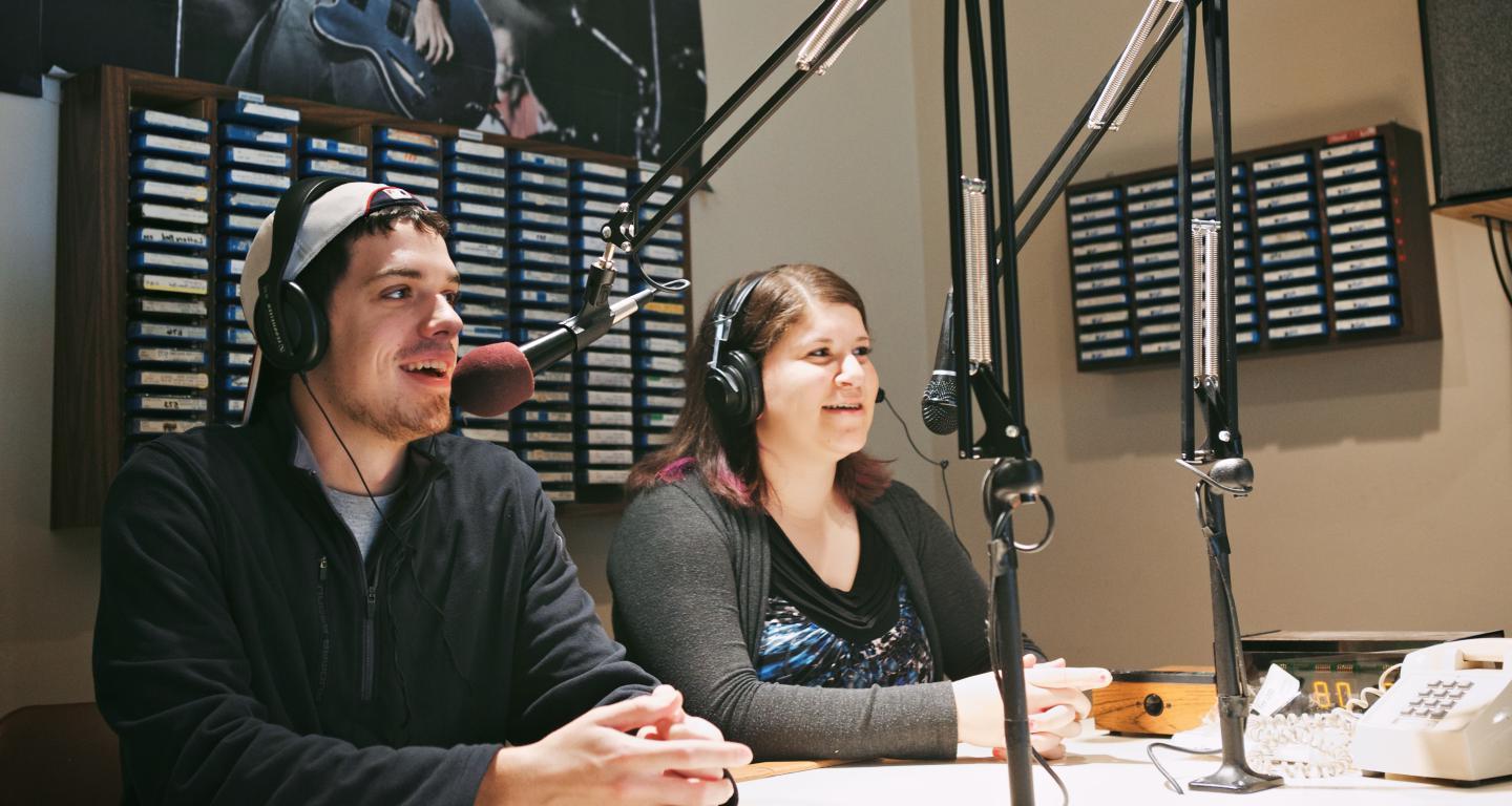 students in radio station